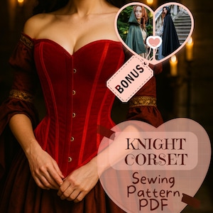 Gothic Overbust Corset Sewing Pattern PDF Medieval Corset Historical Victorian Corset Viking Gothic Corset Renaissance Costume Pattern PDF
