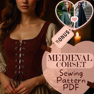 Medieval Renaissance Corset Top Sewing Pattern PDF Romantic Corset Top Victorian Corset Viking Fantasy Costume Halloween Pattern Beginner