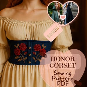 Medieval Underbust Corset Sewing Pattern PDF Renaissance Corset Fantasy Victorian Corset Viking Corset Costume Halloween Pattern Beginners