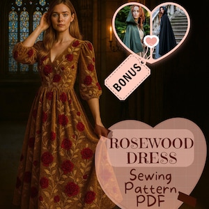Renaissance Fantasy-jurk naaipatroon PDF Prinsessenjurk Middeleeuwse jurk Victoriaanse Viking Fantasy-trouwjurk Naaipatroon voor beginners