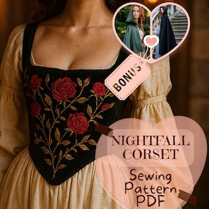 Medieval Renaissance Corset Top Sewing Pattern PDF Gothic Corset Top Victorian Corset Viking Fantasy Costume Halloween Pattern PDF Beginner