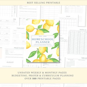 Homeschool Planner 2025–2026 | Undated Christian Weekly - Monthly Organizer PDF | Editable Digital Lesson, Budget & Prayer Journal for Moms