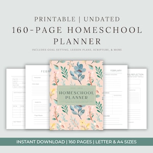 Homeschool Planner | 160+ Page Editable Printable | iPad Compatible | Weekly or Monthly Lesson Organizer 2025–2026