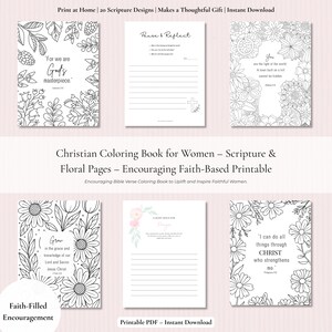 Coloring Pages | Bible Verse Printable | Christian Floral Coloring Book PDF | Faith-Based Devotional Art Download |