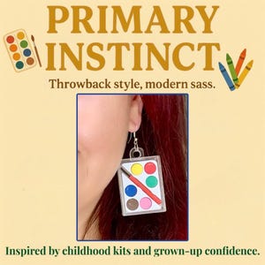 Paint Palette Earrings - Colorful Artist Jewelry, Mini Watercolor Set Earrings, Creative Gift for Painters, Artsy Statement Accessories