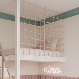 Handmade Rope Safety Net for Bunk Beds & Lofts – Custom Size Child Guardrail, Cotton or Jute, Montessori Style Bed Protection
