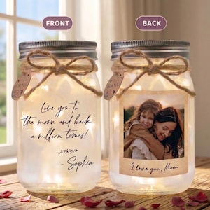 Słoik Mason z ręcznie napisanym napisem – Słoik z wróżką i zdjęciem