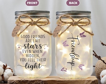 Luz de noche en frasco de la amistad: regalo estrellado en frasco de vidrio para ella