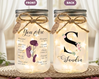 Personalized Mason Jar Light – "You Are" Affirmations, Name Gift for Friend