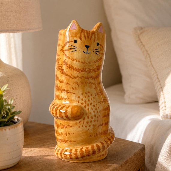 Spezialanfertigung Katze Air Clay Vase: Handbemalte Haustier Vase