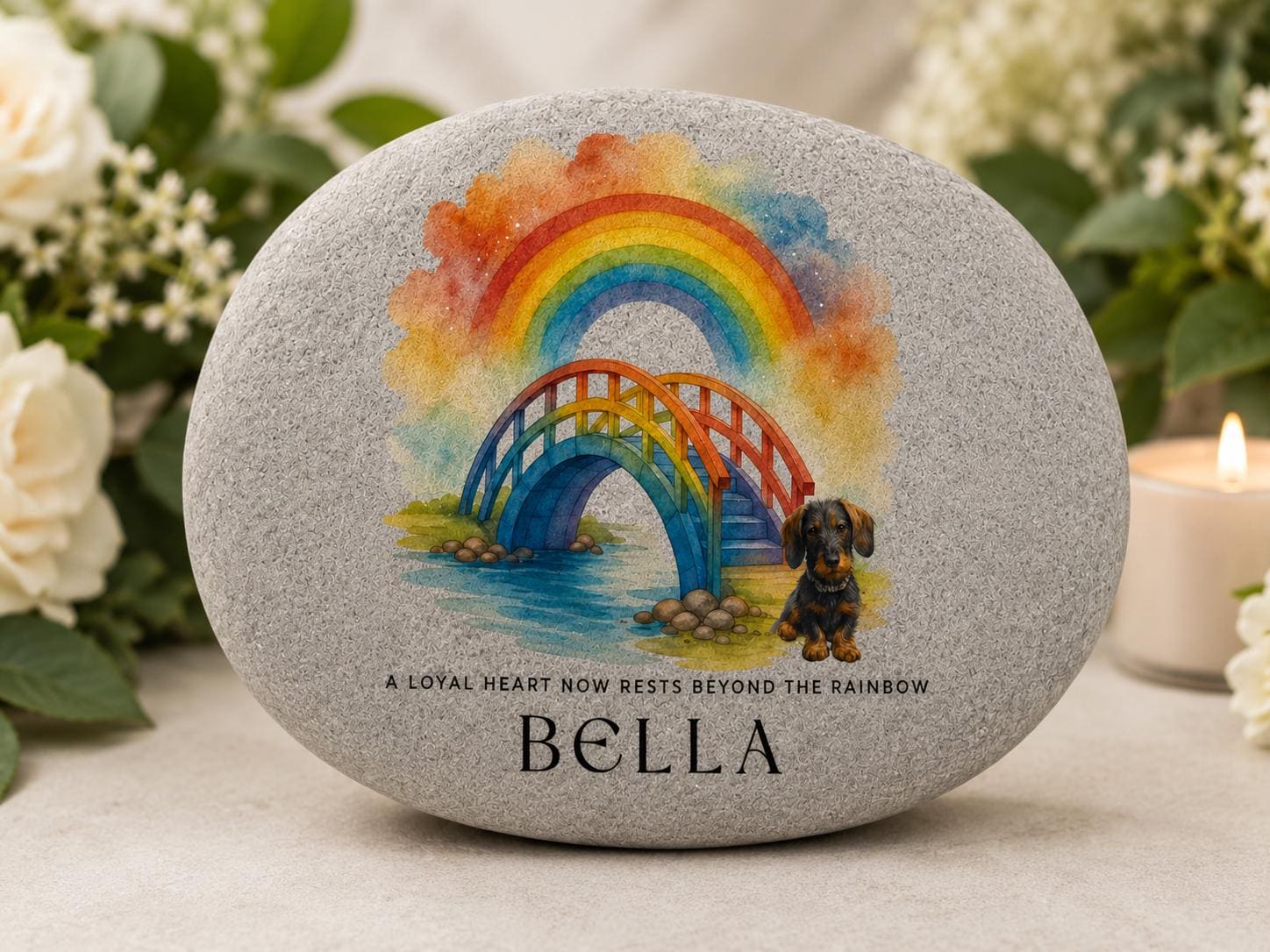 Personalized Pet Memorial Stone Custom Engraved River Rock Garden Marker