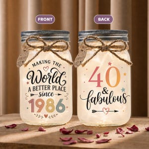 Personalized Making The World a Better Place SInce 1986 Vintage Fairy Lights Warm LED Night Light Gift for Soul Sister Friend 40th Birthday
