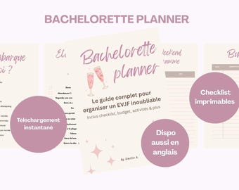 Planner/Organiseur EVJF – Planificateur de week-end d'enterrement de vie de jeune fille (PDF imprimível)