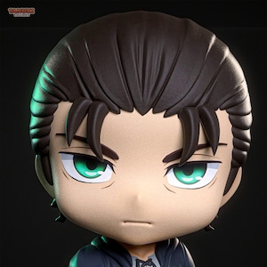 3D Printed Chibi Anime Miniature inspired by Eren Yeager | 10 cm Attack on Titan-Inspired Fan Art  Figure for Display and Painting