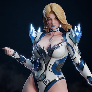 3D Printed Miniature inspired by Emma Frost | X-Men Fan Art | Grey Resin Miniature for Painting & Display | Unpainted or Painted