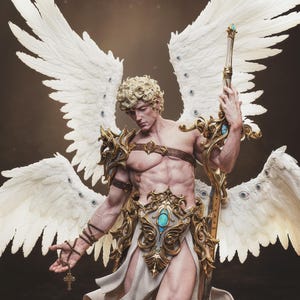 3D Printed Miniature of Angel Cherubim | Grey Resin Miniature for Painting & Display | Unpainted or Painted