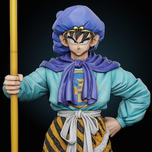Goku Saiyuki Style - 3D Printed Resin Figure | Tanuki Figures | Dragon Ball Fan Art | Unpainted Anime Miniature for Painting & Display