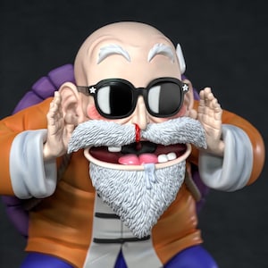 Master Kame - Dragon Ball 3D Figure | Tanuki Figures | Dragon Ball Fan Art | Unpainted Anime Miniature for Painting & Display | Chibi Figure