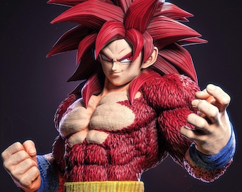 Miniature animée imprimée en 3D inspirée de Goku SSJ4 | Fan Art Dragon Ball GT | Miniature pour la peinture et l'affichage | Non peint ou peint