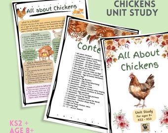 All About Chickens Workbook | KS2-KS3 | Digital Download PDF | Unit Study | 8+ | Printable Home education resources
