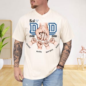 Custom Fist Bump Dad Shirt, Comfort Colors Custom Dad Shirt With Kids Names, Best Dad Ever Shirt, New Dad Gift, Personalized Gift For Dad