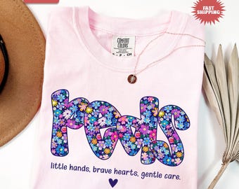 Camiseta de enfermera pediátrica con colores cómodos, bonita camiseta de enfermera pediátrica, idea de regalo para pediatra, regalo de agradecimiento para enfermeras de la UCI pediátrica, camiseta de tripulación para futuras enfermeras pediátricas