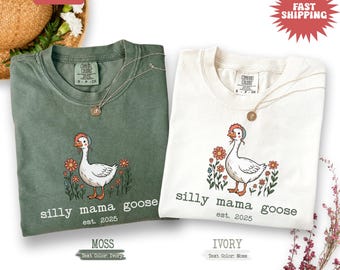 Camiseta "Mamá Ganso Tonto" de Comfort Colors, camiseta personalizada para mamá ganso, camiseta para anuncio de embarazo de "Ganso Tonto", regalo para baby shower de embarazada, regalo para mamá