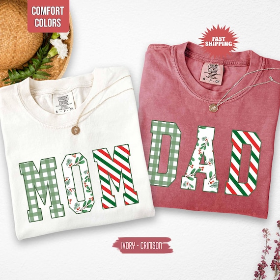 Comfort Colors® Matching Mom & Dad Shirt, New Parent Holiday Gift, Mom Dad Matching Sweatshirt, New Dad Shirt New Mom Gift, Baby Shower Gift