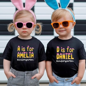 Personalized Back to School Kids Shirt, Custom Alphabet Kids Shirt Cute Kindergarten Shirt First Day Of School Shirt Back to School Name Tee