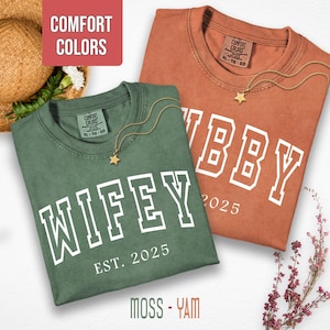 Personalized Hubby Wifey Matching Tshirt, Wifey & Hubby Shirt Wedding Party Shirt, Personalized Engagement Gift For Bride, Custom Est Shirt