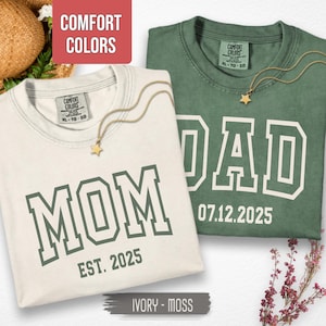Personalized Mama & Dad Shirt, Custom Mom Dad Comfort Colors® T-shirt Pregnancy Announcement Tee, Matching Parents Outfit Gifts, Est Mam Tee