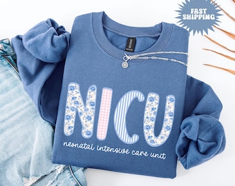 Sweater verpleegkundige Nicu, trui verpleegkundige afdeling intensive care neonatologie, Nicu-shirt met bloemenprint, NICU-cadeau verpleegkundige, sweater babyverpleegkundige, hoodie verpleegkundige