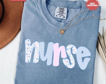 Comfort Colors® Floral Nurse Shirt, RN Shirt, Nurse Graduation Gift, Nurse Week Shirt, Nursing School Shirt, New Nurse Gift, Nurse T-Shirt