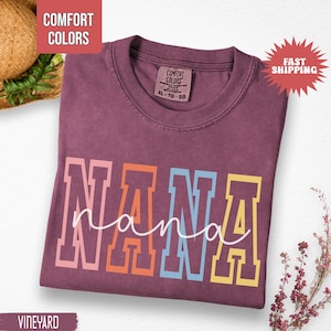 Camiseta Comfort Colors® Nana, Camiseta para Vovó, Camiseta fofa para Vovó, Presente estético para Vovó, Camiseta para Vovó, Camiseta para Vovó, Presente para Vovó