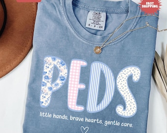 Comfort Colors® Pediatric Nurse Shirt, Floral PICU Nurse T-shirt, Nurse Appreciation Top, Pediatrician Gift Idea, Future Pediatric Crew Tee