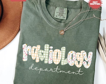 Comfort Colors® 放射線科フローラルシャツ、放射線科チームTシャツ、放射線技師ギフト、放射線技師Tシャツ、X線技師シャツ