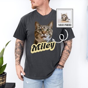 Custom Pets Comfort Colors Shirt, Custom Cat Dog Photo Name Shirt, Gift for Dog Dad Cat Dad Shirt, Personalized Dog or Cat Owner Gifts