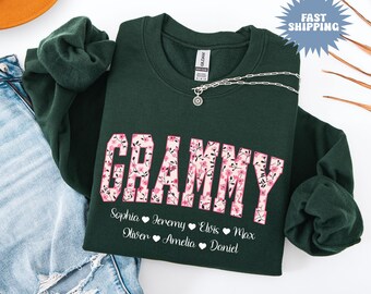 Customized Grammy Sweatshirt With Grandkids Names, Personalized Grammy Sweatshirt, New Grammy Gift, Grandma Shirt With Grandkids Names Shirt