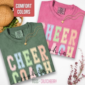 Comfort Colors® Personalized Cheer Coach Shirt, Custom Coach Gift, Cheer Coach with Custom Name Shirt, Cheer Coach Game Day Shirt, Team Gift
