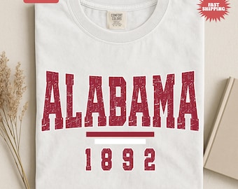 Comfort Colors® Alabama Distressed Shirt, Game Day Tee, Alabama Fan Shirt, Oversized College Shirt, Football Fan Gift, Alabama Pride Shirt