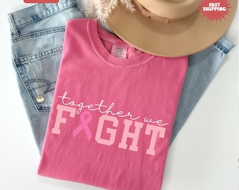 Comfort Colors® Brustkrebs-Unterstützungsshirt, Gemeinsam kämpfen wir T-Shirt, Brustkrebs-Aufklärungsshirt, Pink Ribbon Cancer Awareness Squad Shirt