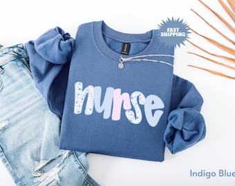 Nurse Sweatshirt, Registered Nurse Sweatshirt, Floral RN Sweatshirt, Nursing School Shirt, Nurse Crewneck,Nurse Life Outfit,Nurse Graduation