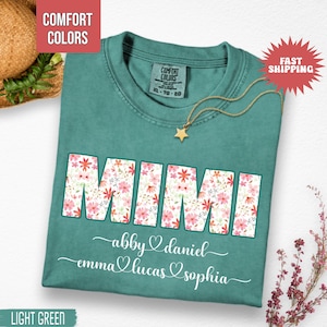 Personalized Mimi Shirt with Grandkids Names, Floral Mimi T-Shirt, Custom Kid&#39;s Names Grandma Shirt, Custom Mimi Shirt, Nana Tee, Mimi Gift
