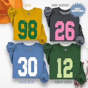 Custom Football Number Sweatshirt, Personalized Football Number Hooded Sweatshirt, Custom School Team Number Shirt, College Football Shirt