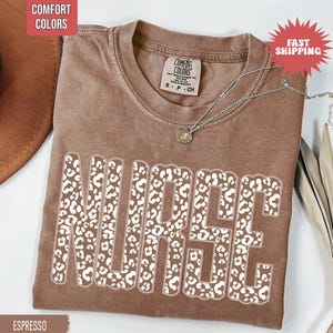 Comfort Colors® Leopard Nurse Shirt, Nursing School Shirt, Nurse Graduation Gift, Registered Nurse Shirt, Cute Nurse Tees, Nurse T-Shirts