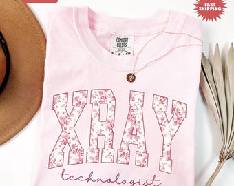 Comfort Colors® Xray Tech Shirt, Floral Radiology Department T-shirt, Xray Technologist Clothing, Radiology Grad Gift, X-Ray Tech Gift
