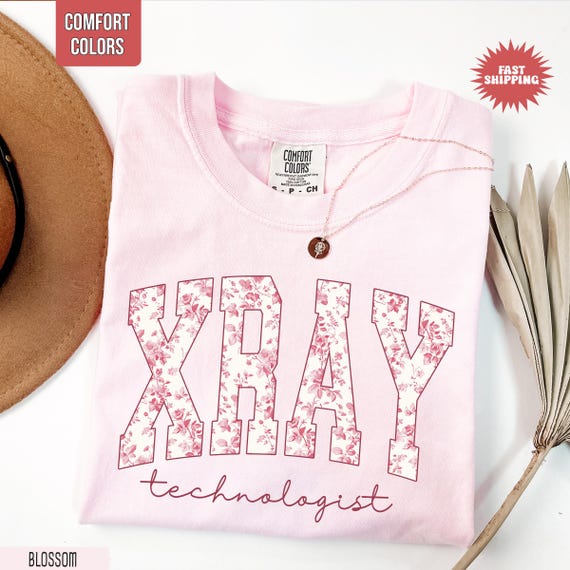 Comfort Colors® Xray Tech Shirt, Floral Radiology Department T-shirt, Xray Technologist Clothing, Radiology Grad Gift, X-Ray Tech Gift