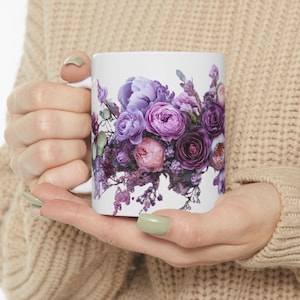 Floral Ceramic Mug, Coffee Cup, Tea Mug, Gift for Her, Mother&#39;s Day Mug, Kitchen Decor