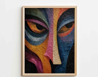 Abstract Face Art Print: Colorful Expressionist Home Decor (Digital Download)