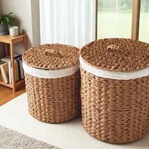 Large Handmade Rattan Laundry Basket – Eco-Friendly Woven Storage Hamper for Clothes & Home